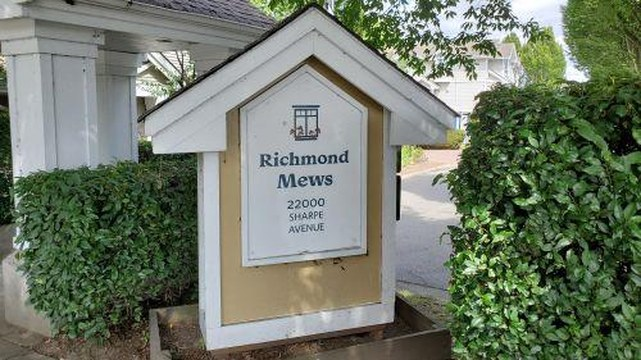 Richmond Mews development entrance at 22000 Sharpe Avenue, Richmond